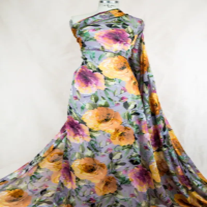 Purple, Orange, Green Silk Georgette Fil Coupe (1714)
