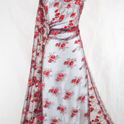 Red Black and Silver European Chantilly Lace- 37