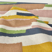 Art Geome - Stripes Linen- Pink, Green, Yellow- Cotton Blend- Canvas- 44