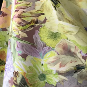 Yellow Floral Printed Silk Crepe- 53" (1703)