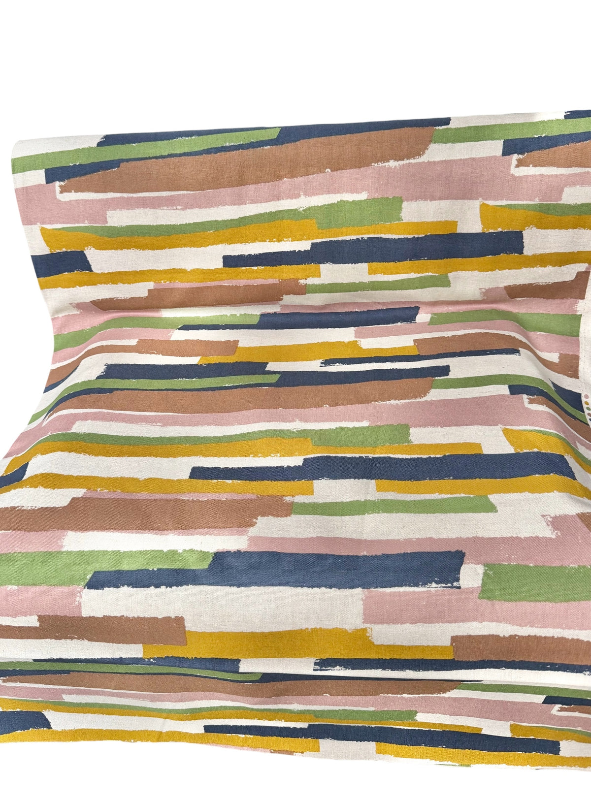 Art Geome - Stripes Linen- Pink, Green, Yellow- Cotton Blend- Canvas- 44