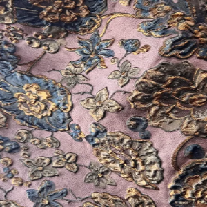 Plum, Slate Blue and Gold Jacquard Lamé (1704)