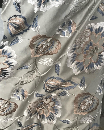 Valiant- Lydia- Embroidered Satin Fabric- Haze- 55"