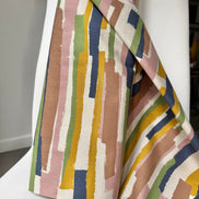 Art Geome - Stripes Linen- Pink, Green, Yellow- Cotton Blend- Canvas- 44
