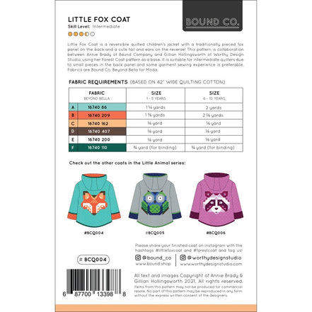 Little Fox Coat- Reversible Quilted Children's Jacket- Paper Pattern