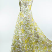 Yellow, Olive Floral Brocade- 56