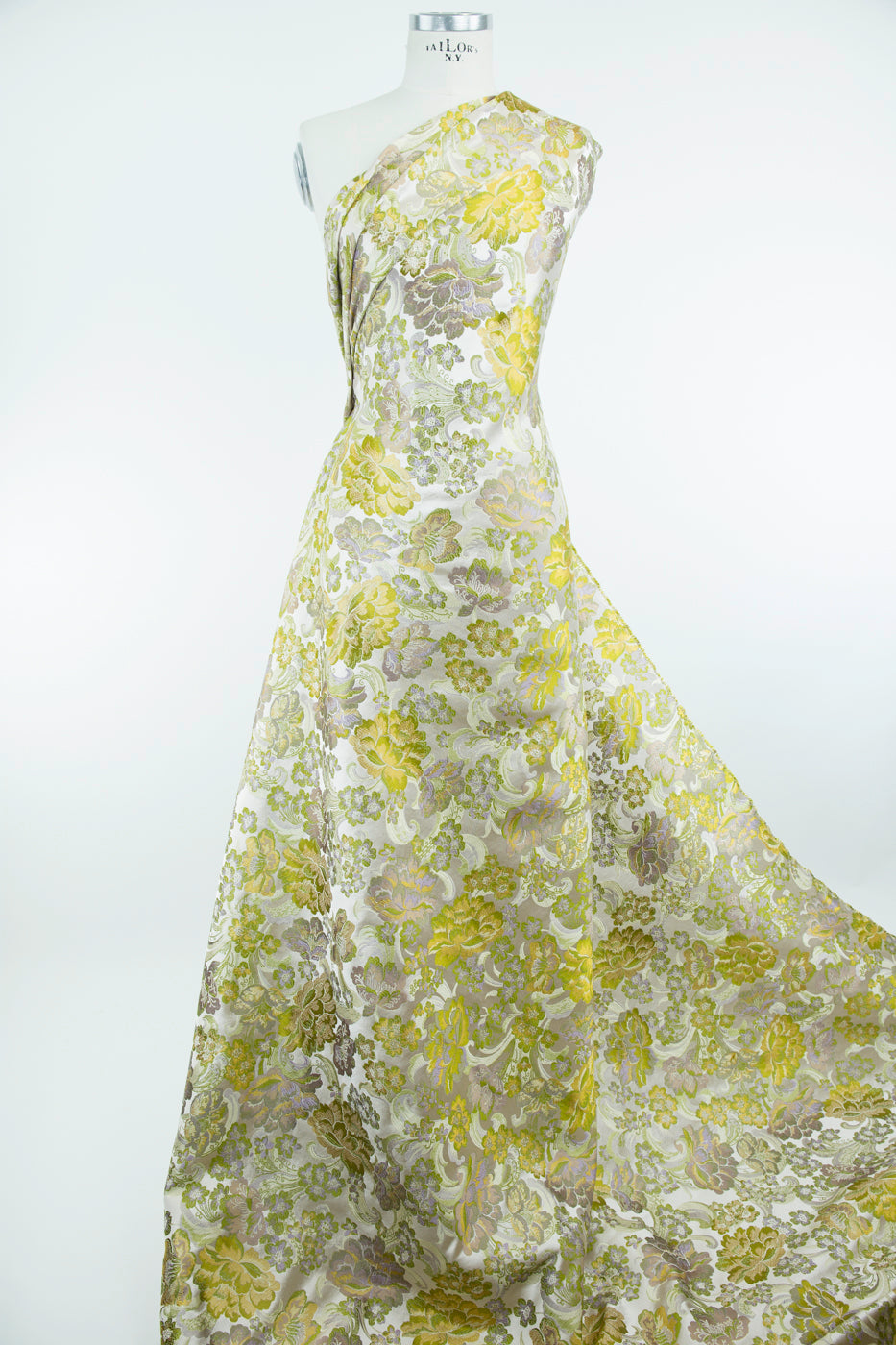 Yellow, Olive Floral Brocade- 56