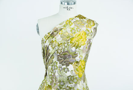 Yellow, Olive Floral Brocade- 56" (1717)