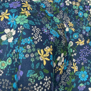 Blue, Green, Purple on Navy- Cotton Lawn- 42” Wide- Floral Print- Kokka