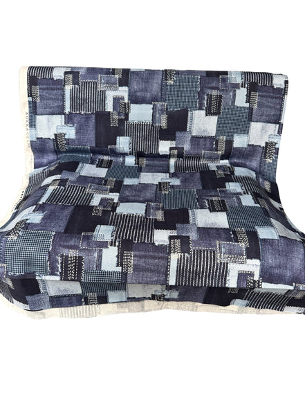 "Sashiko Denim - Patchwork"- Cotton Twill- 43"- Kokka