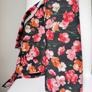 Flownny 100% Cotton Fabric - Lawn- Red, Orange, Pink Floral on Black- 43