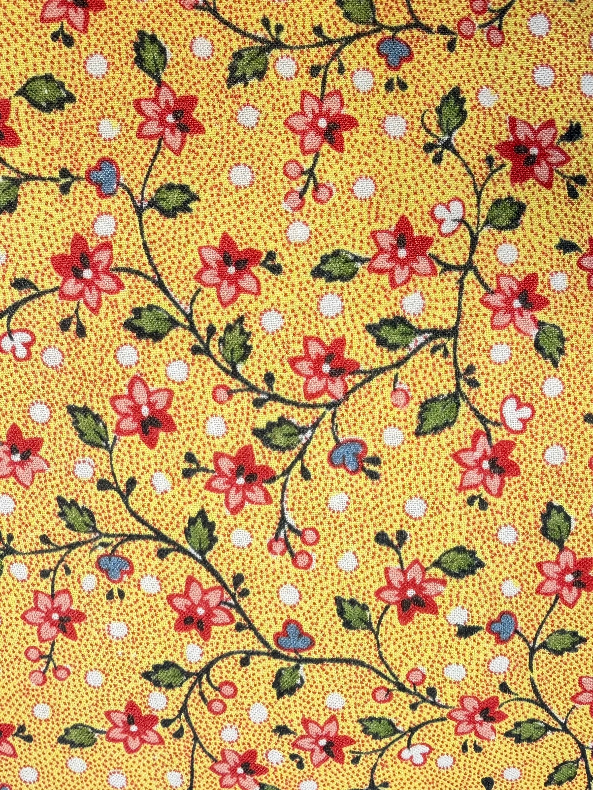 Half Yard- Sajou - Yellow Coromandel Indienne Cotton Fabric- 59