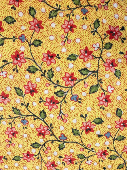 Half Yard- Sajou - Yellow Coromandel Indienne Cotton Fabric- 59" Wide
