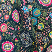 Floral Print on Dark Navy Background 