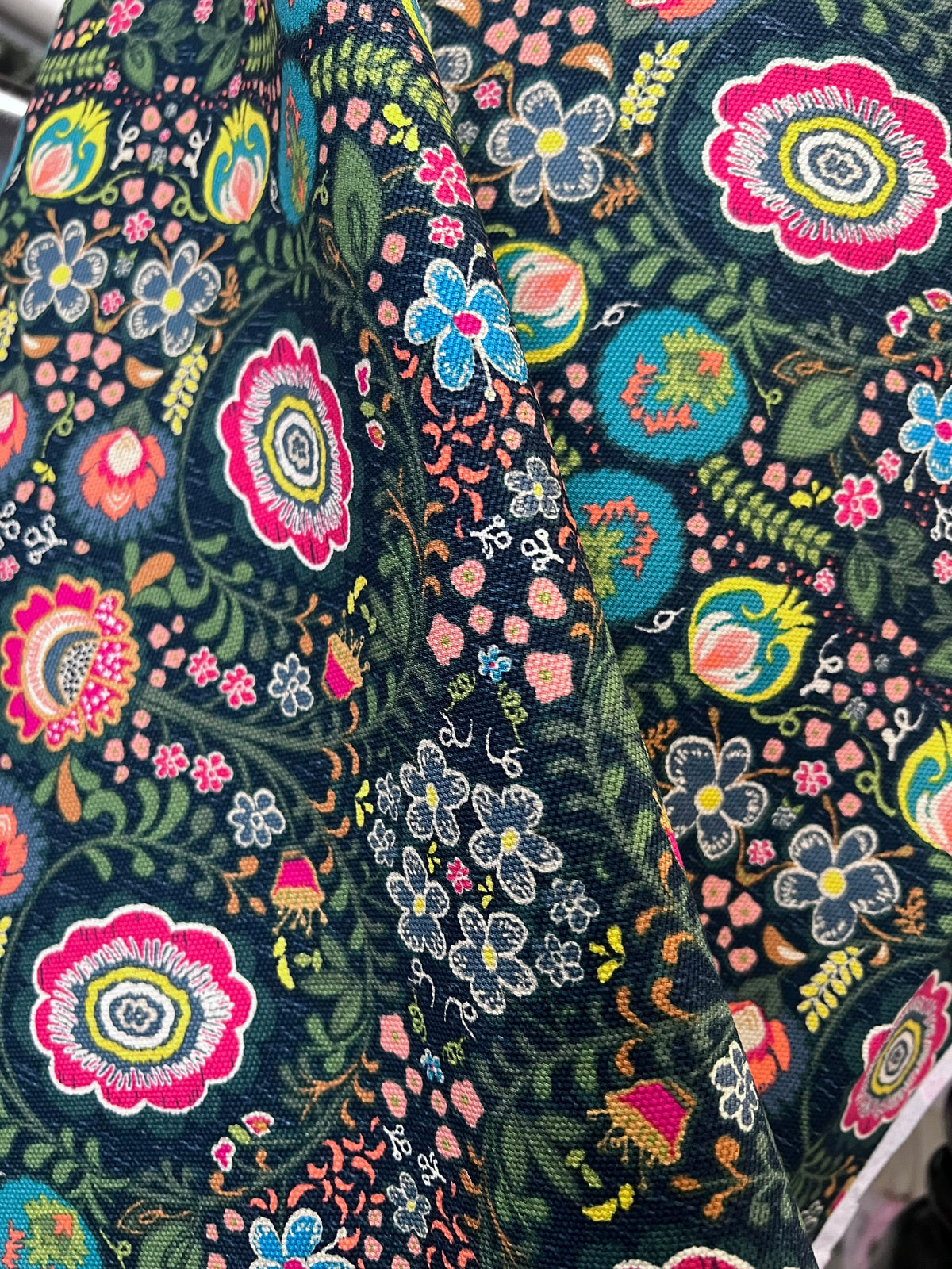 Floral Print on Dark Navy Background 