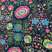 Floral Print on Dark Navy Background 