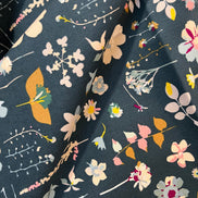 Floral Print on Dark Gray-Blue Background 