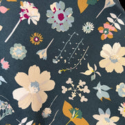 Floral Print on Dark Gray-Blue Background 