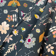 Floral Print on Dark Gray-Blue Background 
