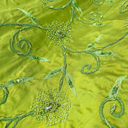 Sequin, Beaded, and Embroidery on Apple Green Silk (215)