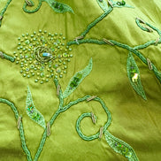 Sequin, Beaded, and Embroidery on Apple Green Silk (215)