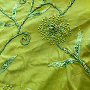 Sequin, Beaded, and Embroidery on Apple Green Silk (215)