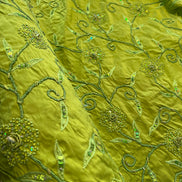 Sequin, Beaded, and Embroidery on Apple Green Silk (215)