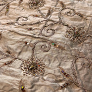 Sequin, Beaded, and Embroidery on Mocha Silk- 53