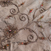Sequin, Beaded, and Embroidery on Mocha Silk- 53