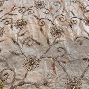 Sequin, Beaded, and Embroidery on Mocha Silk- 53