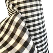 Black, White, Gold- Gingham Taffeta- 57” Wide- Acetate- 3/16” Squares