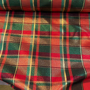 Red, Green, Gold- Plaid Taffeta- 57” Wide- Acetate- “Marie