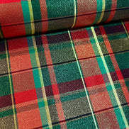 Red, Green, Gold- Plaid Taffeta- 57” Wide- Acetate- “Marie