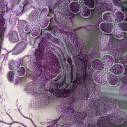 1706 Purple, Silver Embroidered Tulle