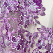 1706 Purple, Silver Embroidered Tulle