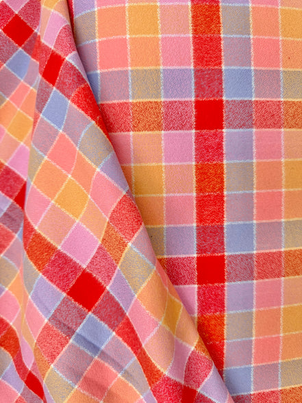 Mammoth Junior Flannel- “Punch”- Red, Purple, Yellow- Cotton- 44” Wide
