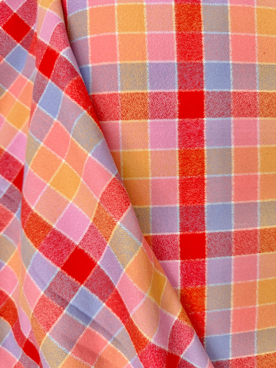 Mammoth Junior Flannel- “Punch”- Red, Purple, Yellow- Cotton- 44” Wide