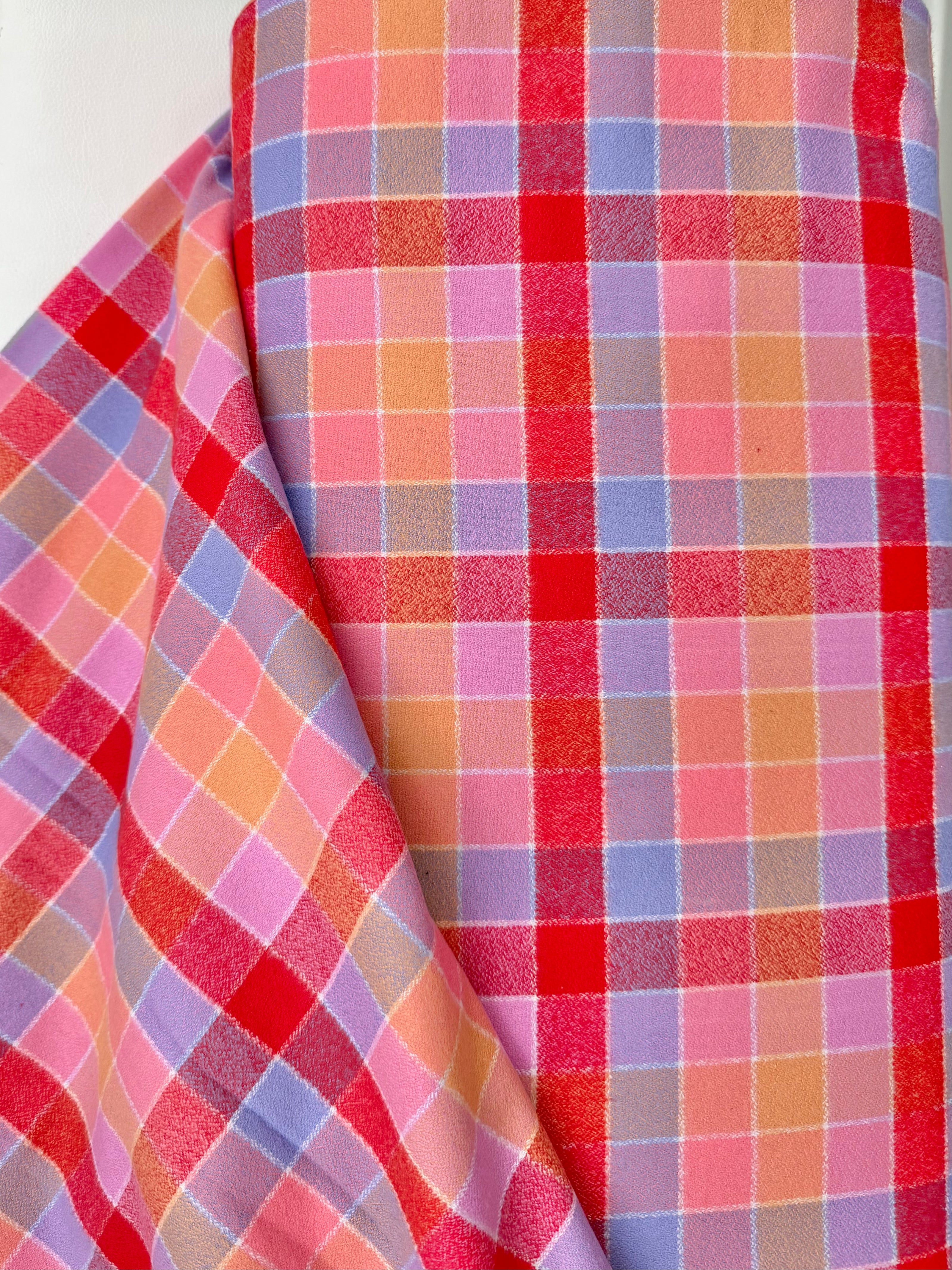 Mammoth Junior Flannel- “Punch”- Red, Purple, Yellow- Cotton- 44” Wide