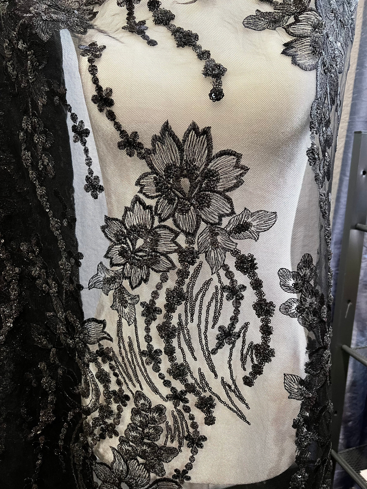 Black Embroidered Tulle-55