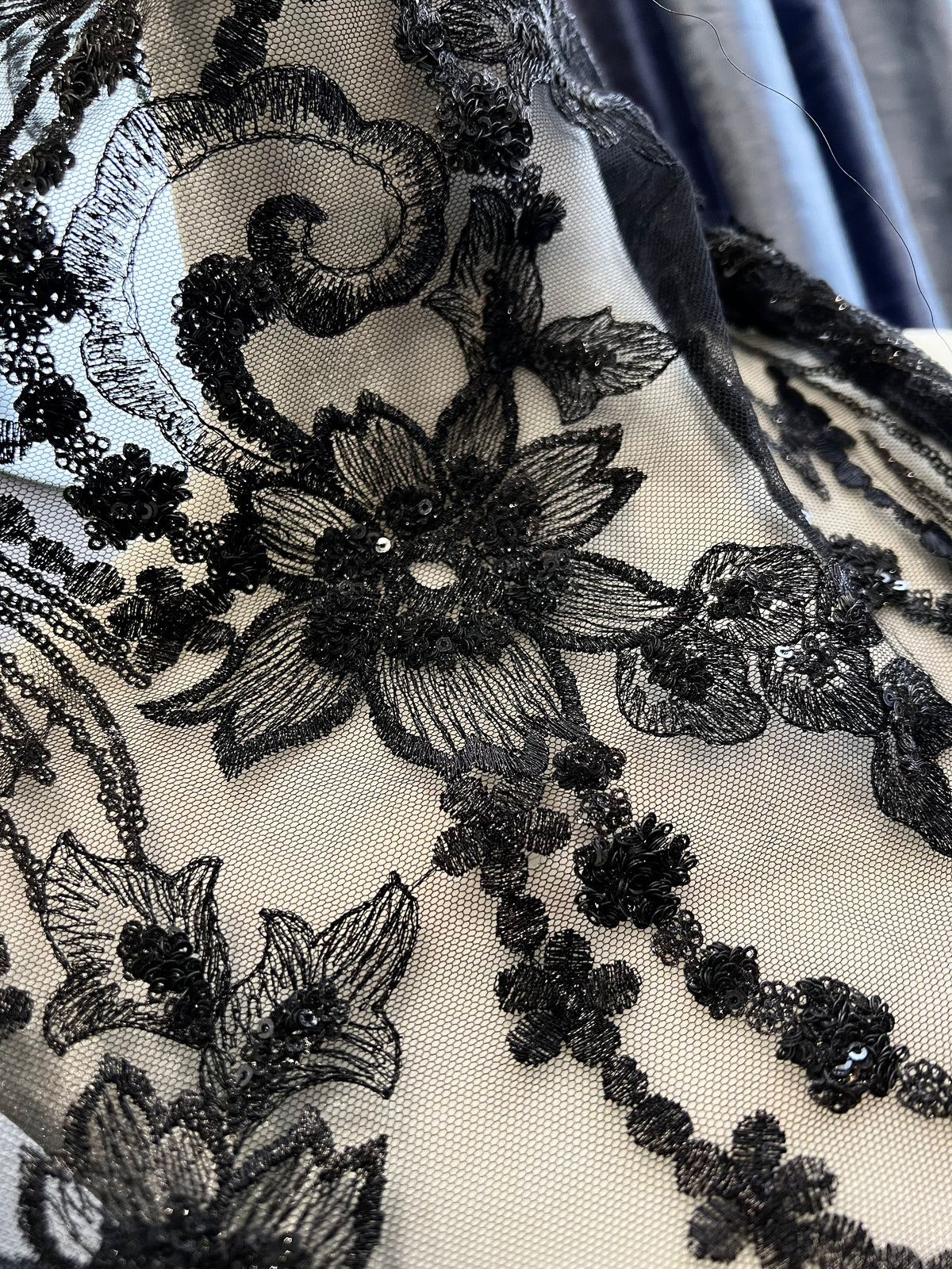 Black Embroidered Tulle-55