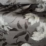 Black, White on Dark Gray Floral Pure Silk Charmeuse- 45” Wide- 16MM (361)