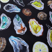 Colorful Oysters- Black- Chef’s Table- 44” Wide Cotton Fabric