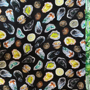 Colorful Oysters- Black- Chef’s Table- 44” Wide Cotton Fabric