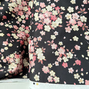 Kokka Japanese Sakura- 100% Cotton- 43” Wide- Subtle Metallic- Subtle Metallic- Pink, Black