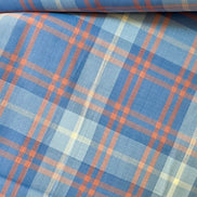 Blue, Orange “Lazuli”- Fableism- Arcade Plaid- 44” Wide- Cotton Woven