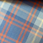 Blue, Orange “Lazuli”- Fableism- Arcade Plaid- 44” Wide- Cotton Woven