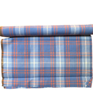 Blue, Orange “Lazuli”- Fableism- Arcade Plaid- 44” Wide- Cotton Woven