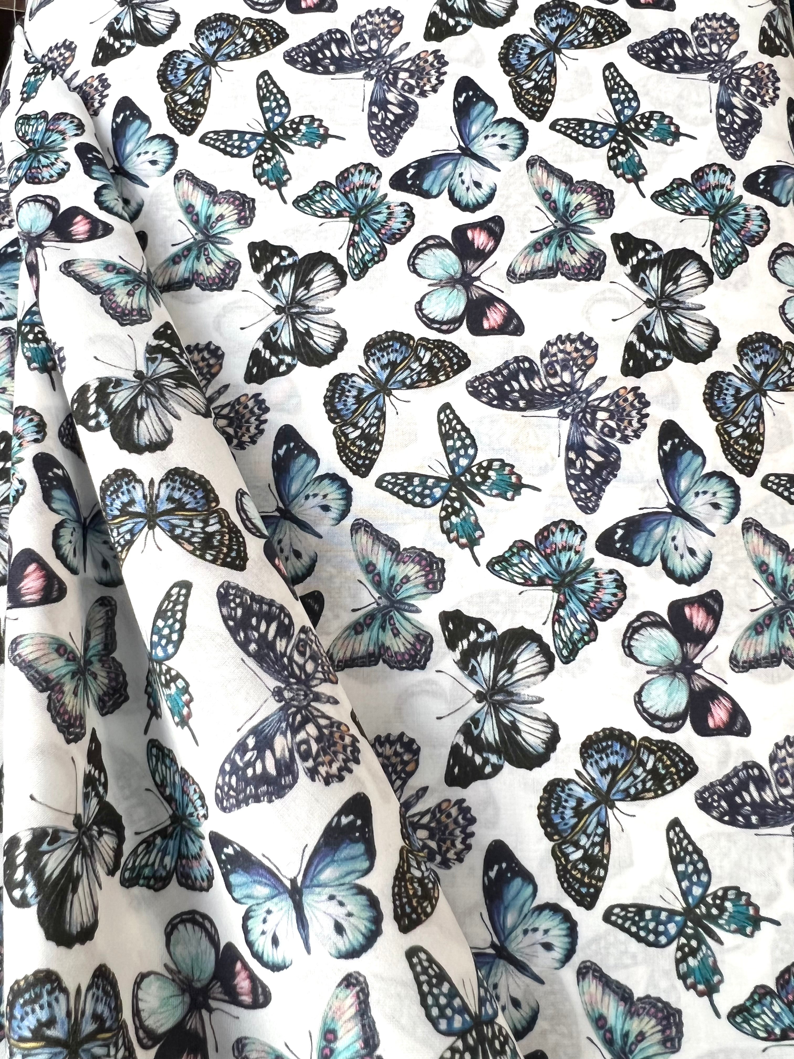 Julie Butterfly- Blue- Liberty London Tana Lawn Cotton