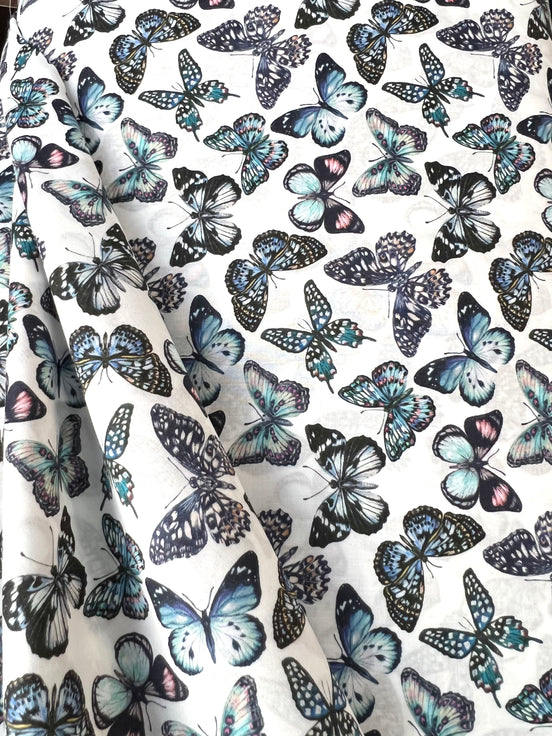 Julie Butterfly- Blue- Liberty London Tana Lawn Cotton
