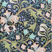 William Morris Large Florals- 44” Wide Cotton Fabric- “Golden Lily Navy Buttermere